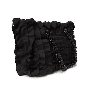 Prada Ruffle Tote Chain black Bag Shoulder ruffled body Tessuto Bag